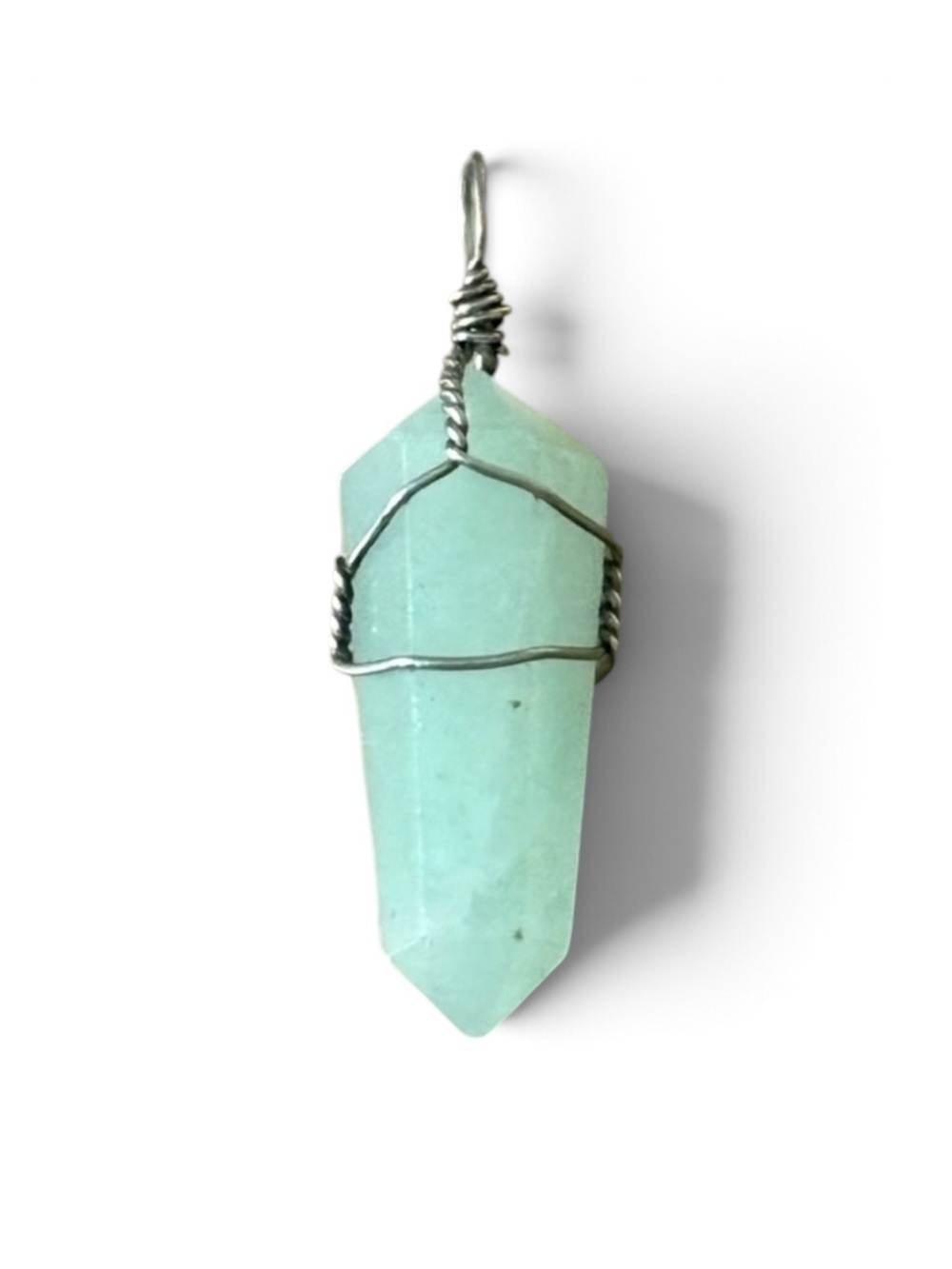 Handcrafted Green Amazonite Crystal Point Pendant Necklace